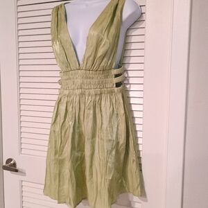 Heart &Heels Elegant Green Metallic Sleeveless Dress Size XL